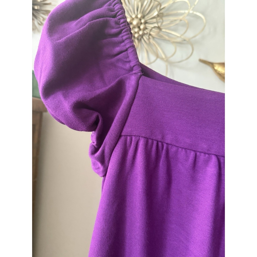 INC International Concepts Purple Puff Sleeve Babydoll Mini Dress Size 4 - Picture 2 of 7